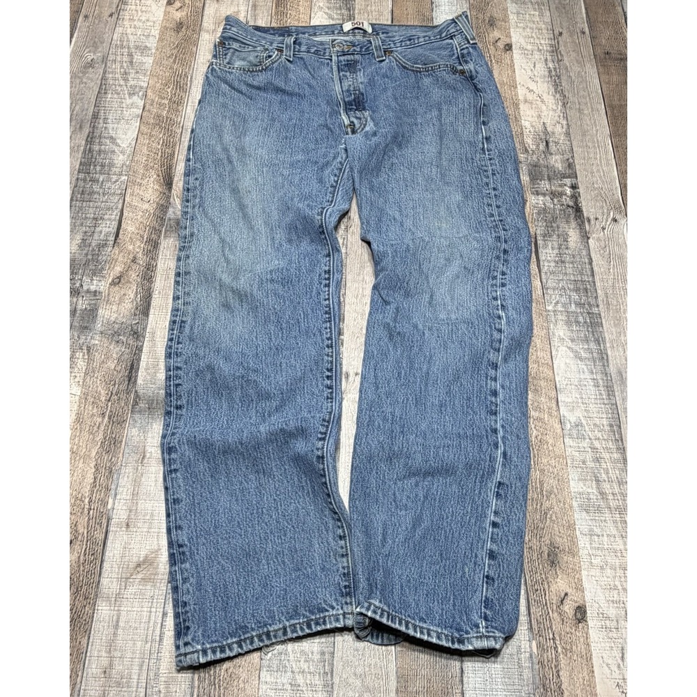 Vintage Levis 501 Jeans Mens *36x32 Blue Wash Button‎ Fly XX Distressed 90s Y2K